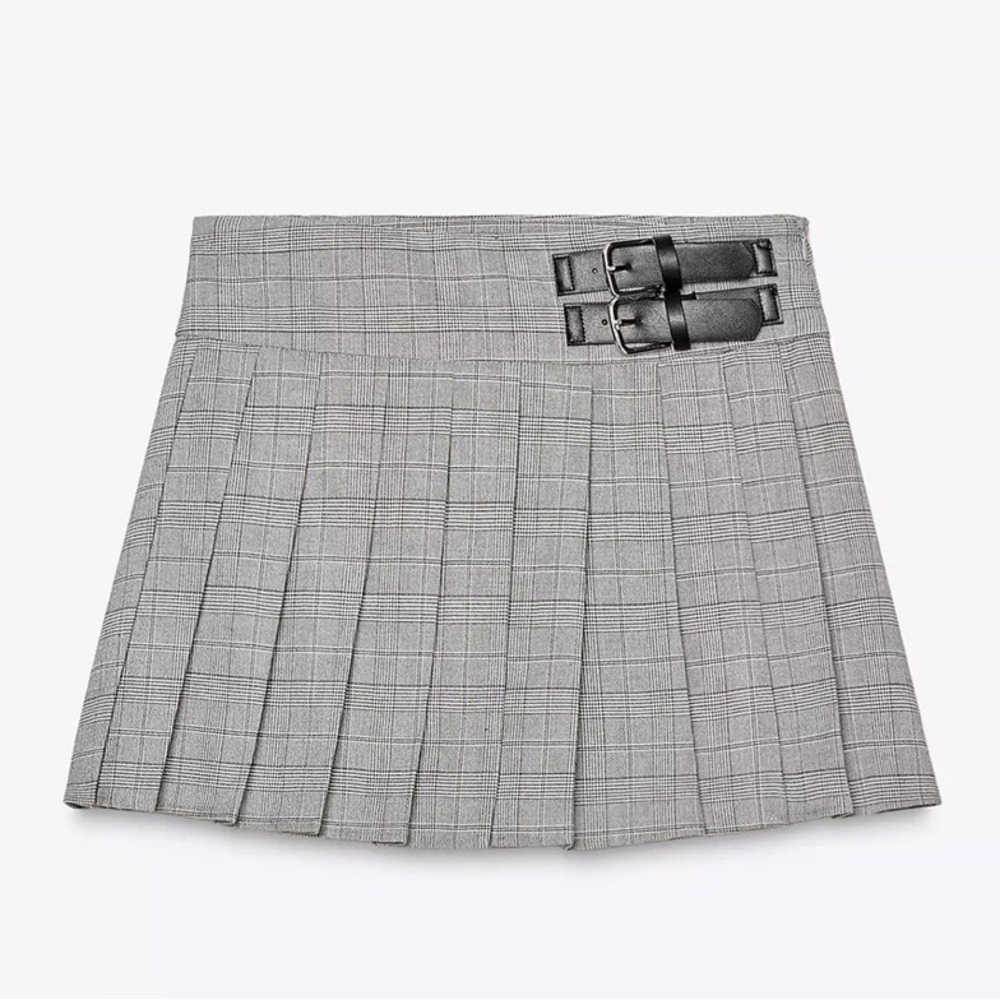 ZARA Plaid Box Pleat Skort